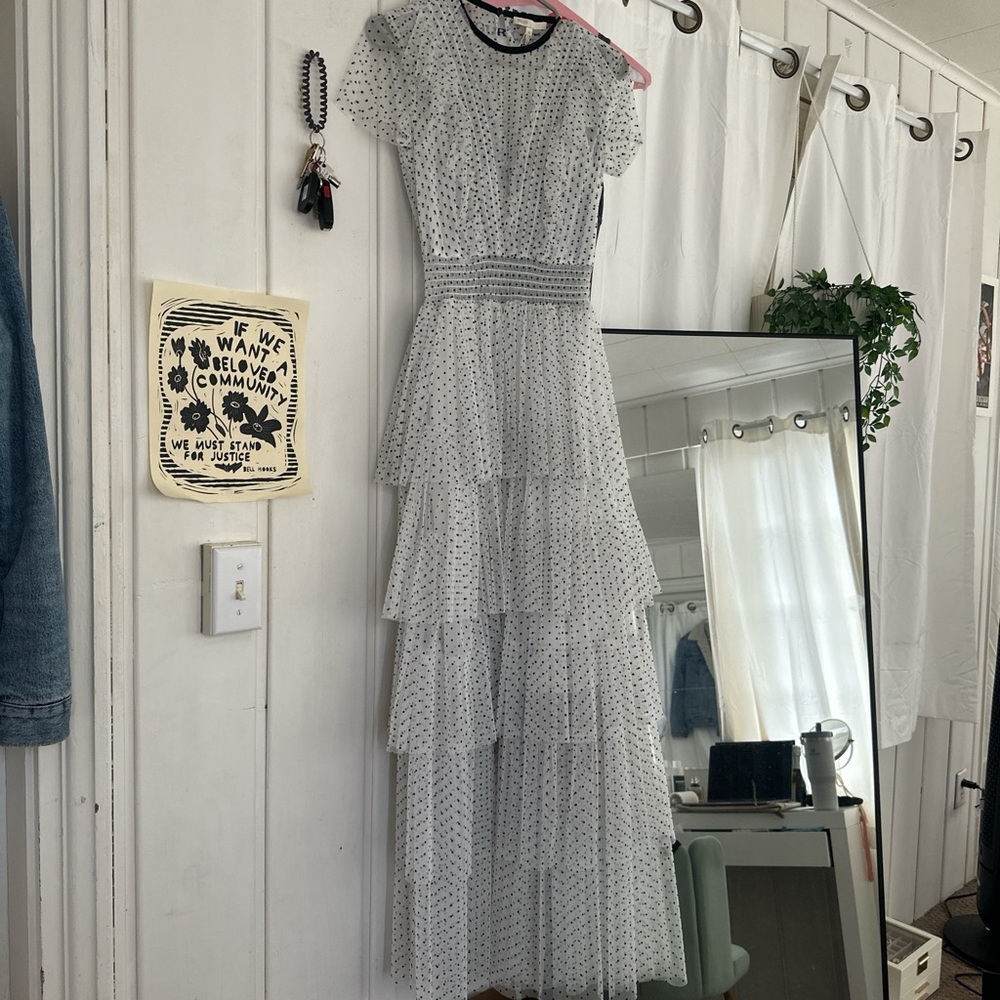 Maje Polka Dot Tiered Maxi Dress